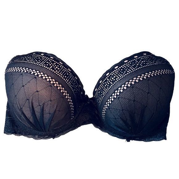 NEW Jezebel Sexy Pink & Black Plunge Push-up Bra — SZ 34C &  MATCHING FREE GIFT - Picture 2 of 11